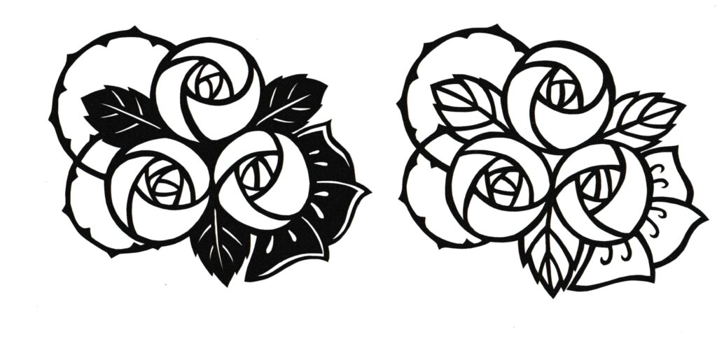 バラの花の切り絵図案