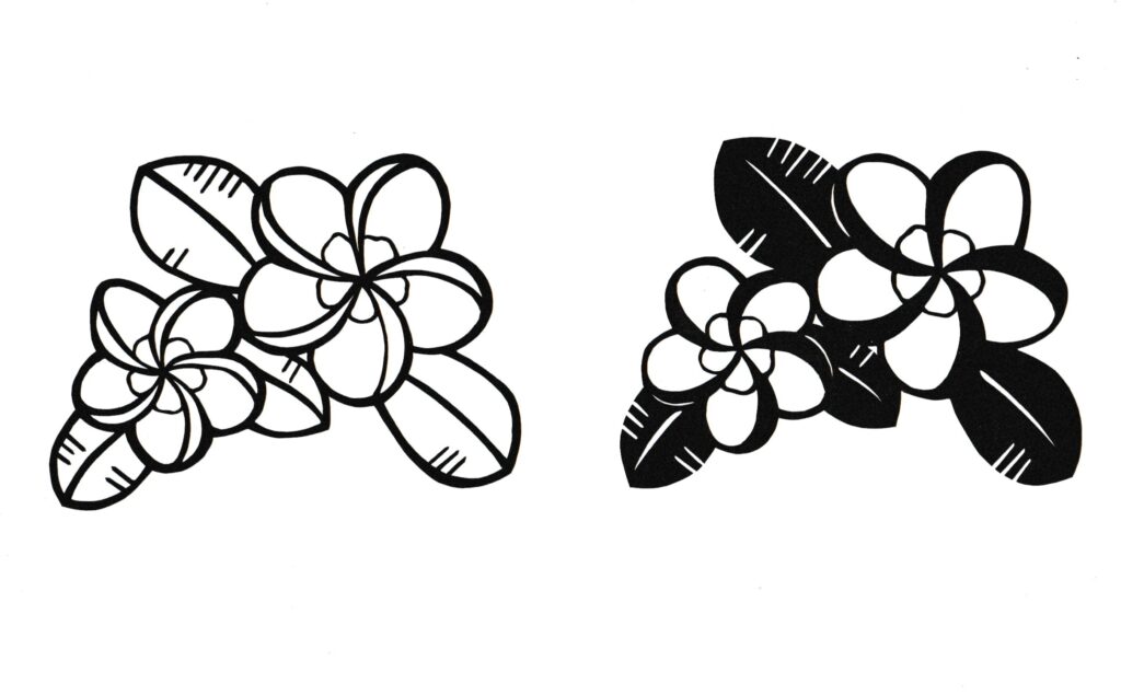プルメリアの花の切り絵図案