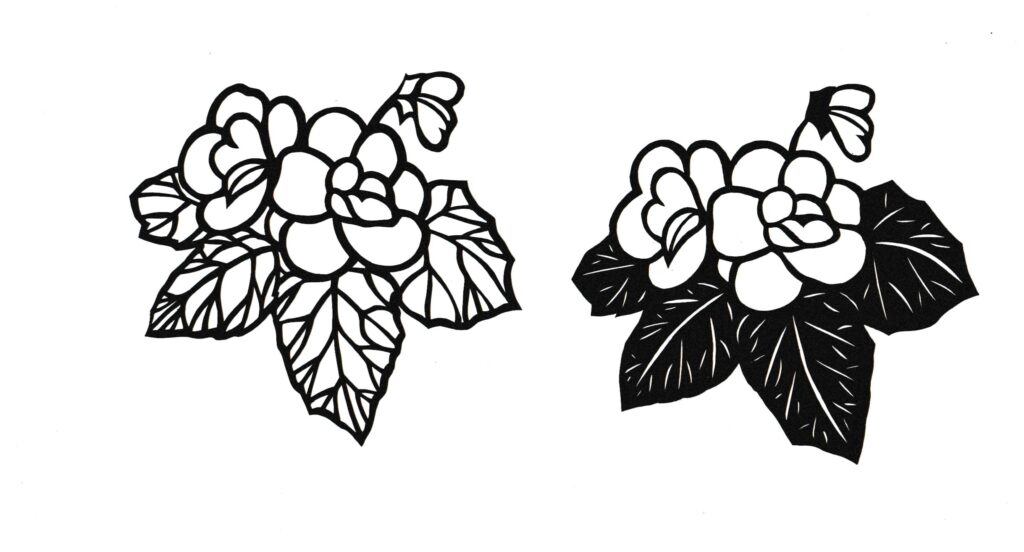 ベゴニアの花の切り絵図案